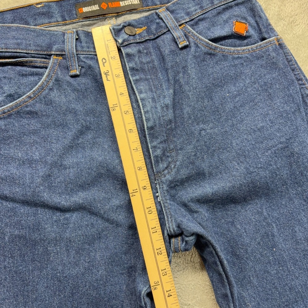 Wrangler FR Jeans Mens 33X32 Blue Flame Resistant 13 Original Straight Arc2 - Picture 6 of 11